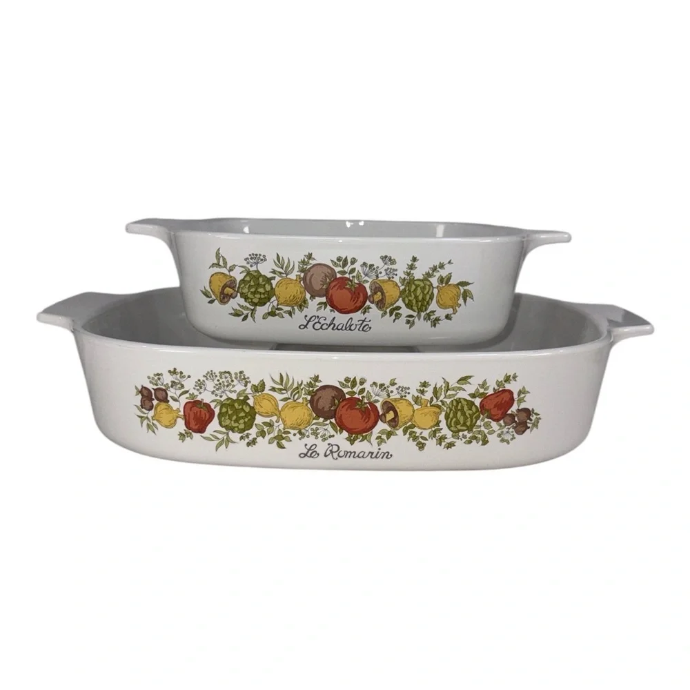 VTG Corning Ware Spice of Life A-10-B & A-1-B Casserole Dish Lot Of 2 No Lids